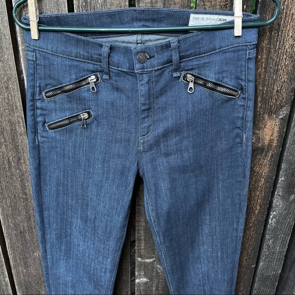 Rag & Bone Jeans Moto Zipper Alice Skinny Jean Sz 28 - Picture 5 of 15
